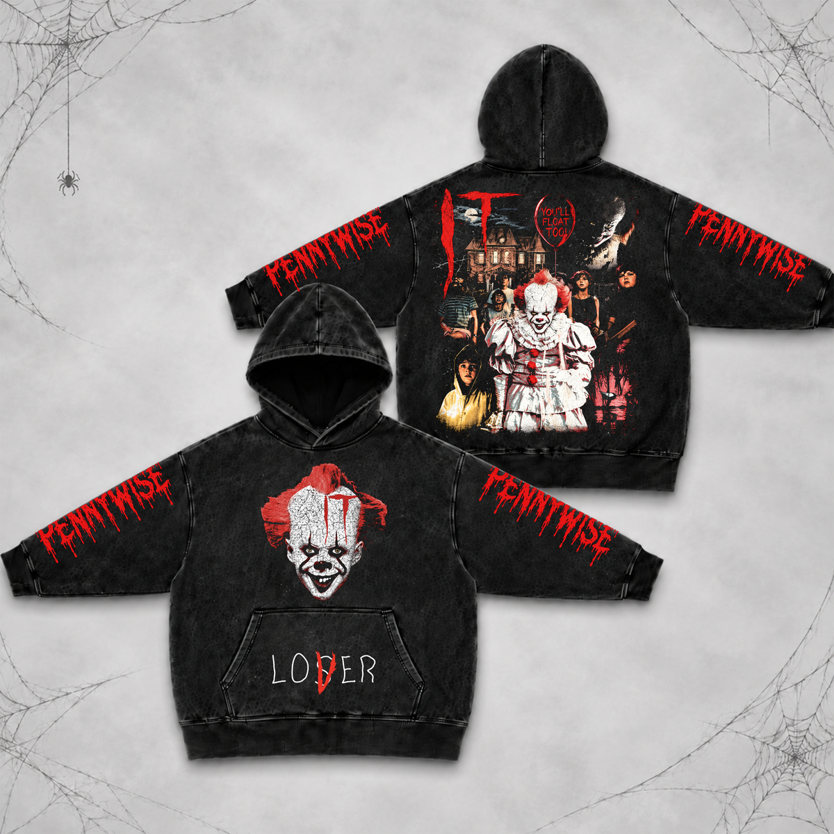 Pennywise IT | Premium Halloween Vintage Acid Washed Hoodie Ver 3