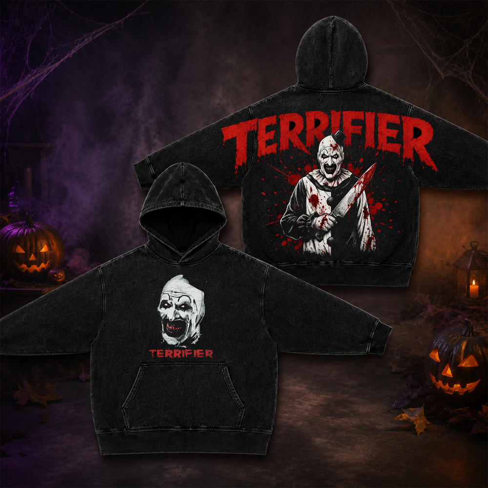 Art The Clown | Premium Halloween Vintage Acid Washed Hoodie ver 3