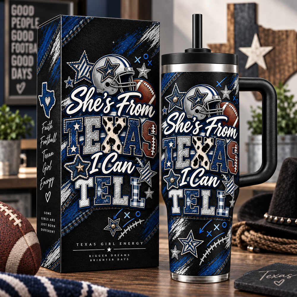 She's From Texas I Can Tell | Premium NFL Player Heritage 40oz Tumbler