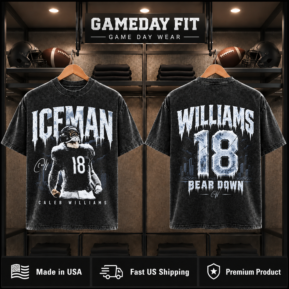 Caleb Williams #18 | Premium NFL Player Graphic Acid Wash T-Shirt