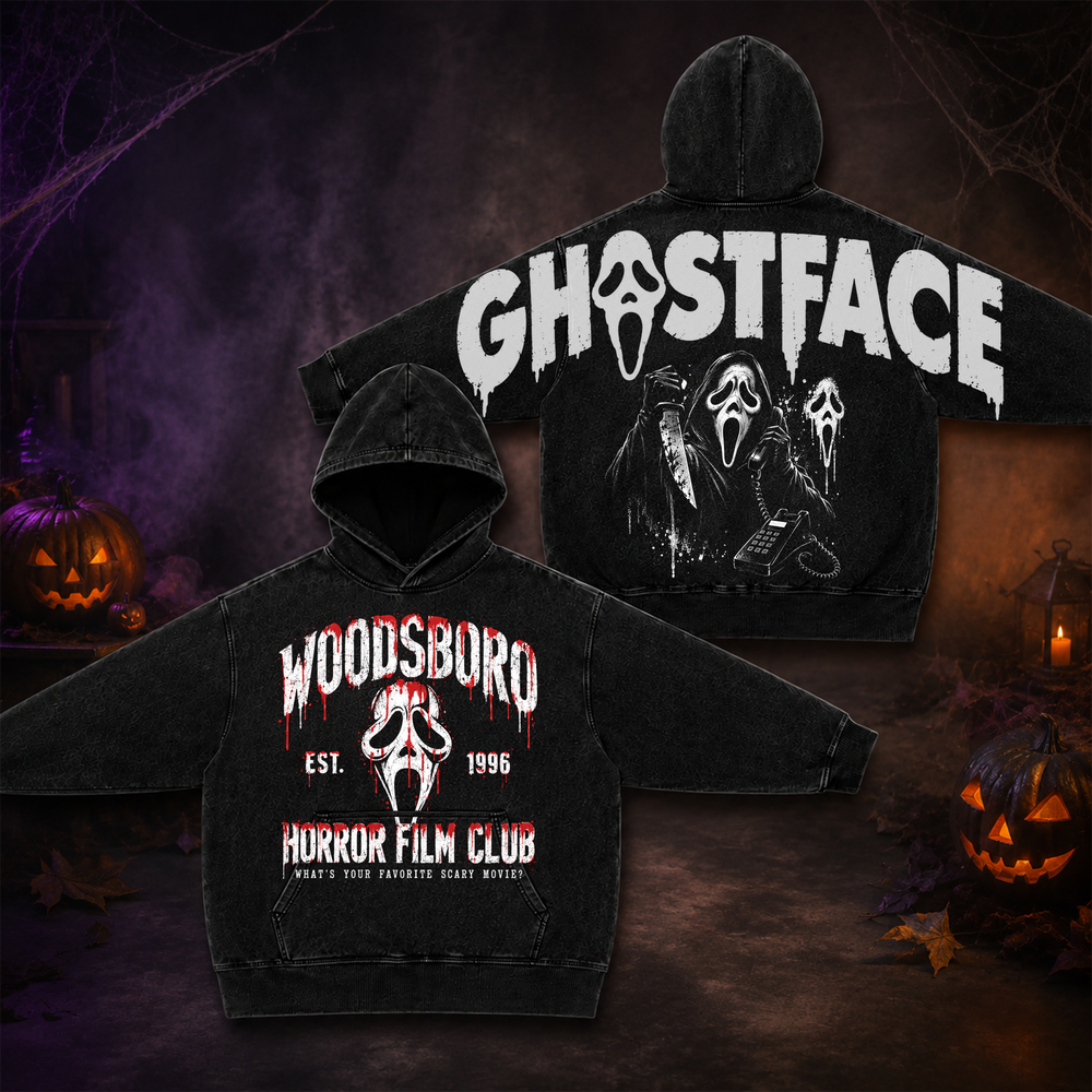 Ghostface Scream | Premium Halloween Vintage Acid Washed Hoodie Ver 6