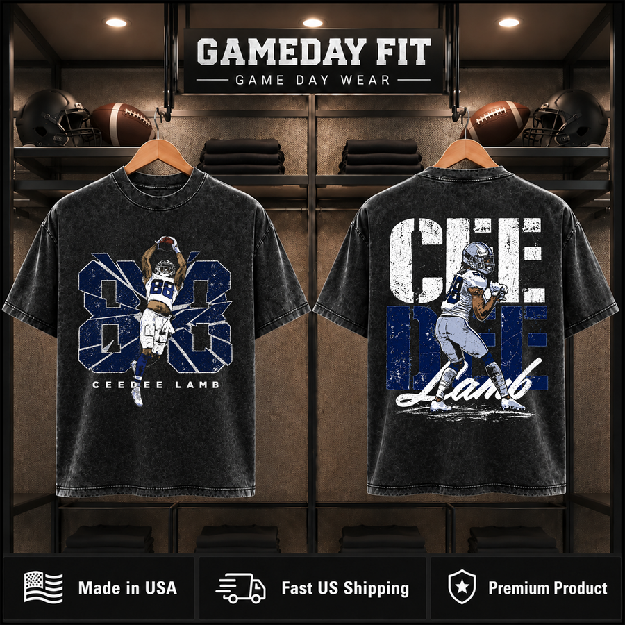 CeeDee Lamb #88 | Premium NFL Player Graphic Acid Wash T-Shirt