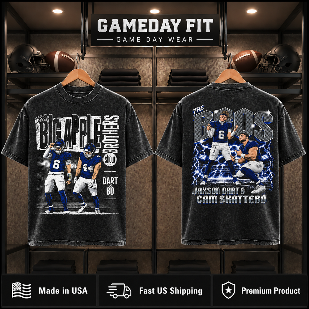 Jaxson Dart #6 x Cam Skattebo #44 | Premium NFL Player Graphic Acid Wash T-Shirt