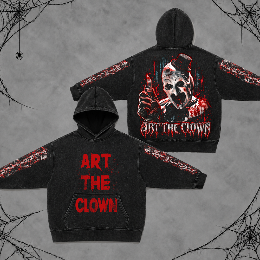 Art The Clown | Premium Halloween Vintage Acid Washed Hoodie ver 2