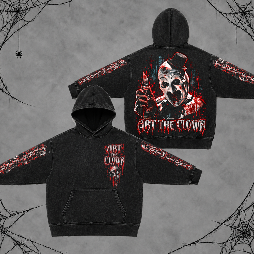 Art The Clown | Premium Halloween Vintage Acid Washed Hoodie
