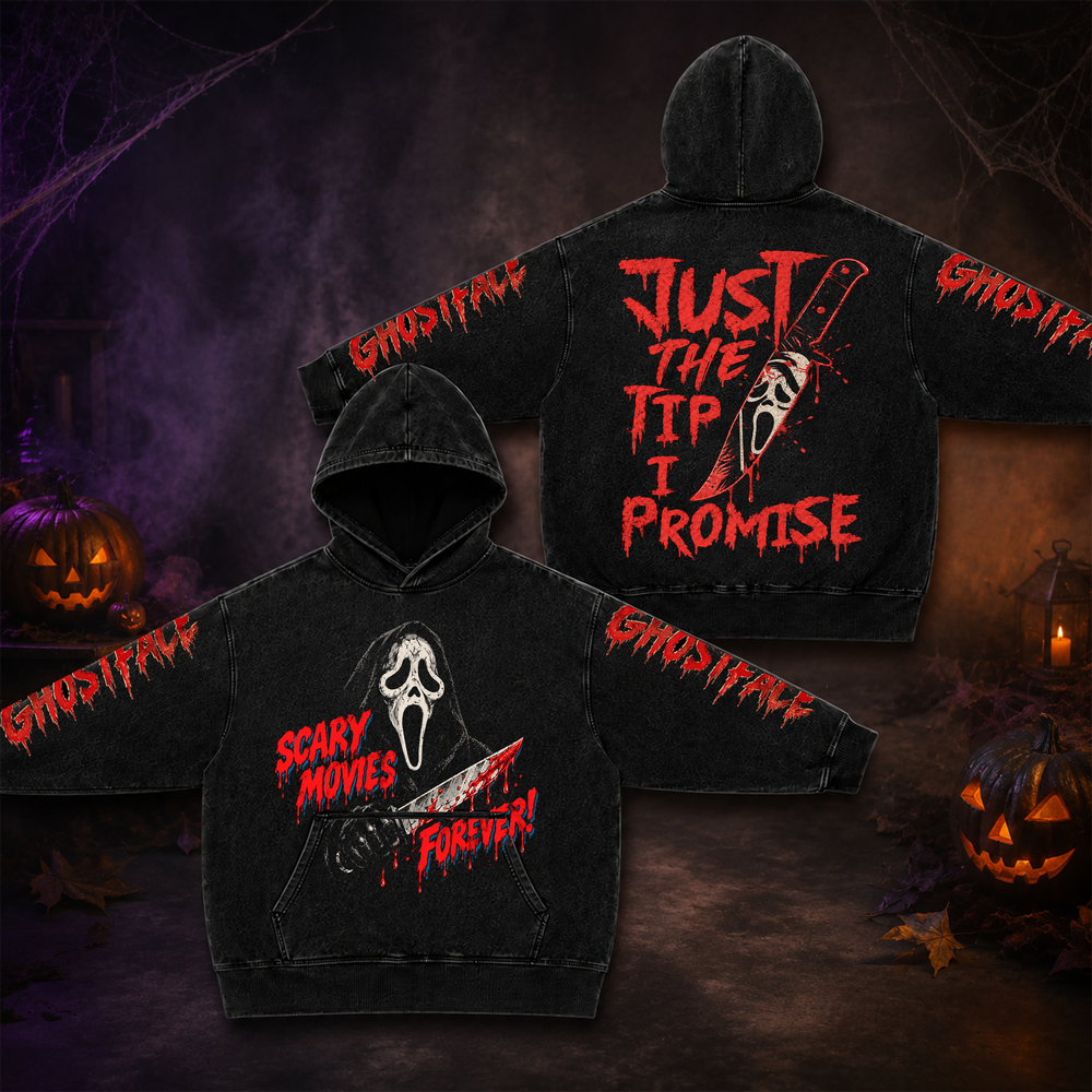 Ghostface Scream | Premium Halloween Vintage Acid Washed Hoodie Ver 8