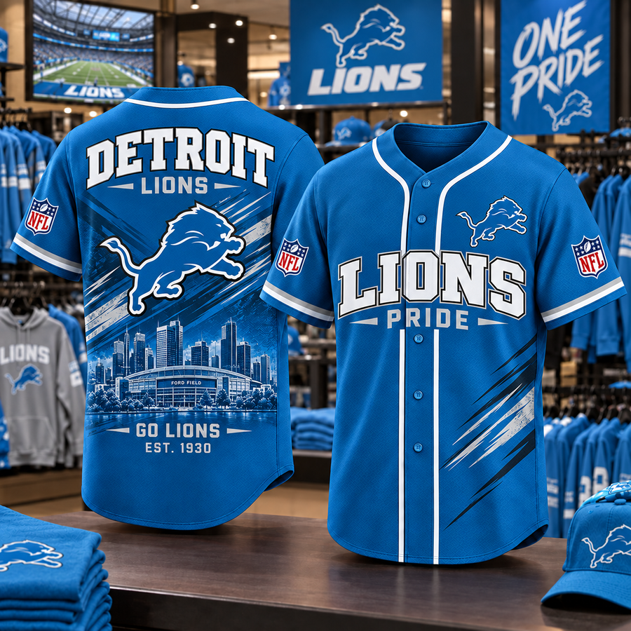Detroit Lions | Premium NFL Team Heritage Baseball Jersey