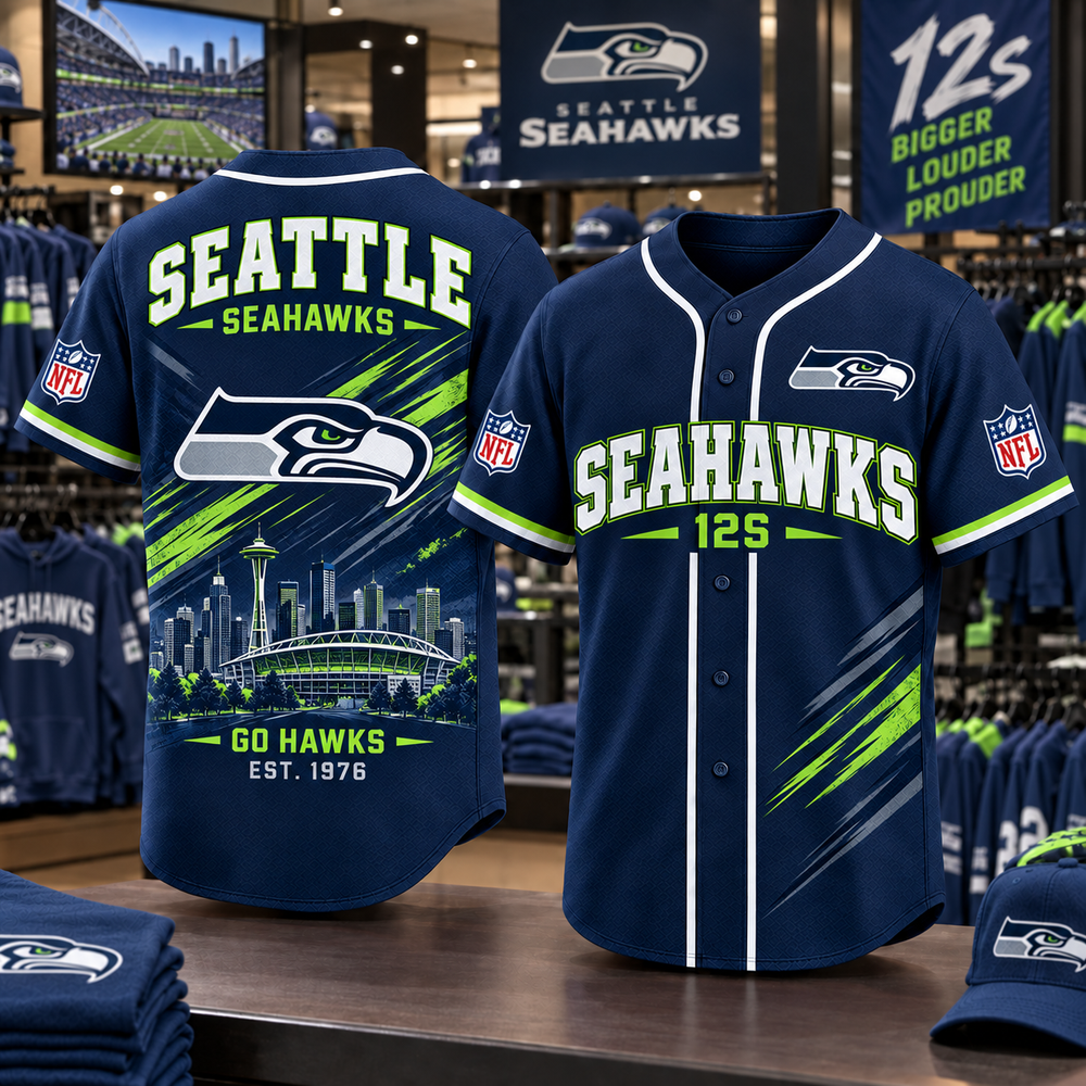 Seattle Seahawks | Premium NFL Team Heritage Baseball Jersey