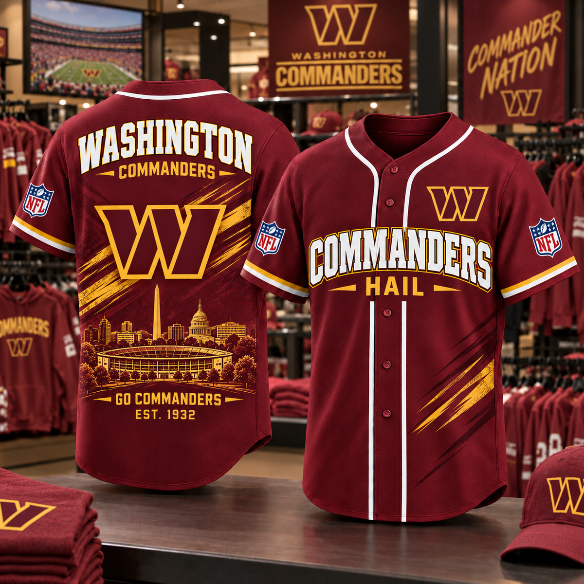Washington Commanders | Premium NFL Team Heritage Baseball Jersey